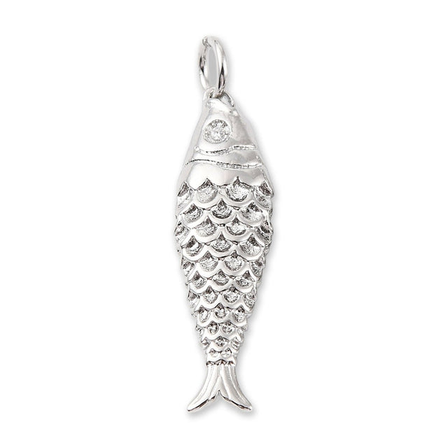 Fisch-Anhänger • Platinfarben • 25.5 x 7 mm - PerlineBeads SA
