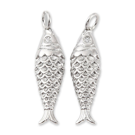 Fisch-Anhänger • Platinfarben • 25.5 x 7 mm - PerlineBeads SA