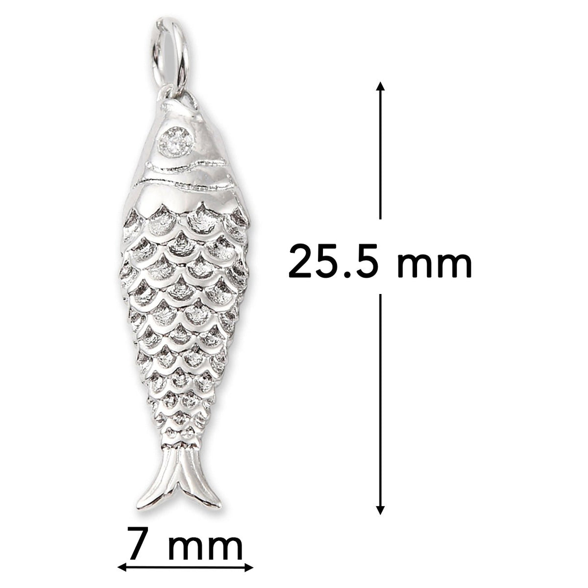 Fisch-Anhänger • Platinfarben • 25.5 x 7 mm - PerlineBeads SA