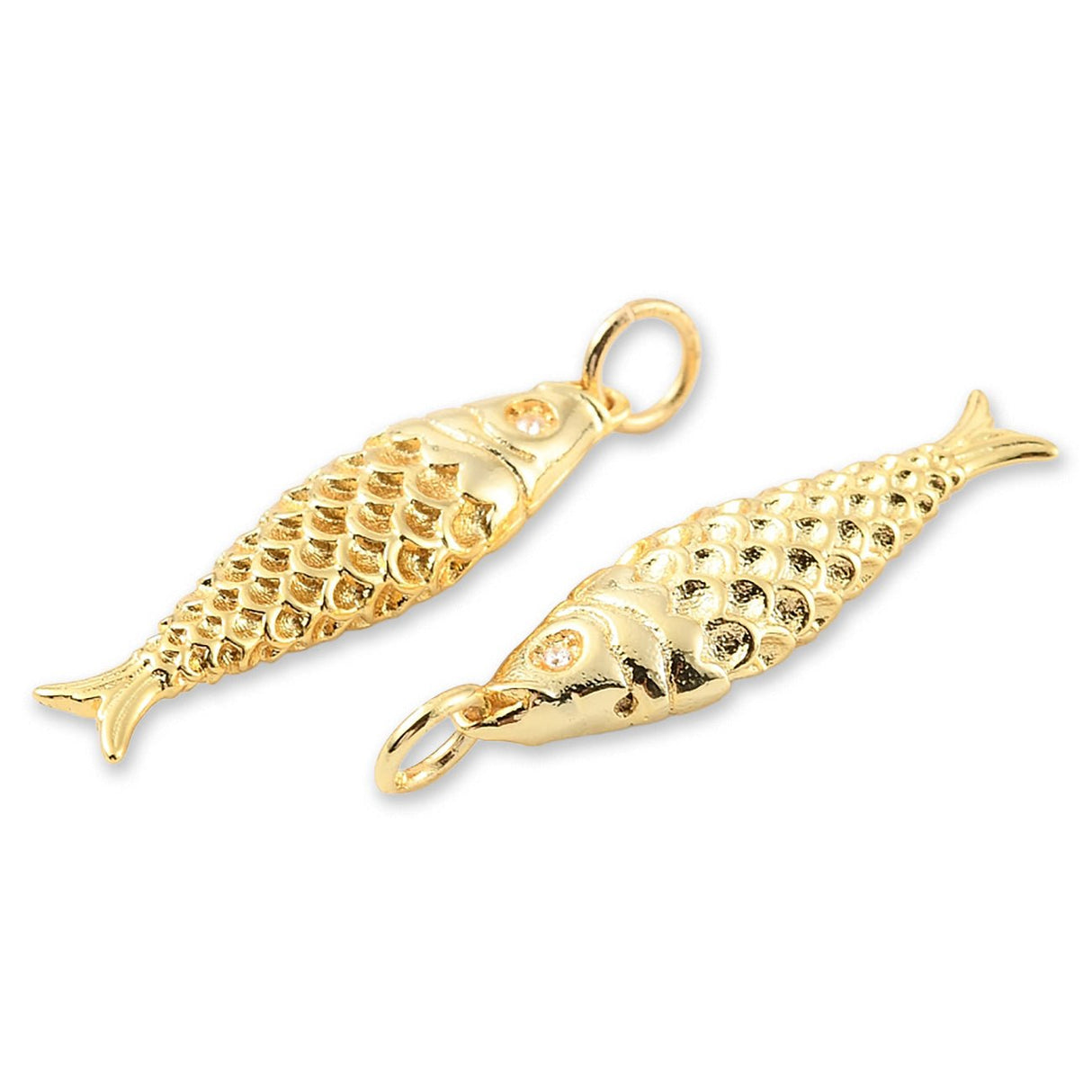 Fisch-Anhänger • Vergoldet • 25.5 x 7 mm - PerlineBeads SA