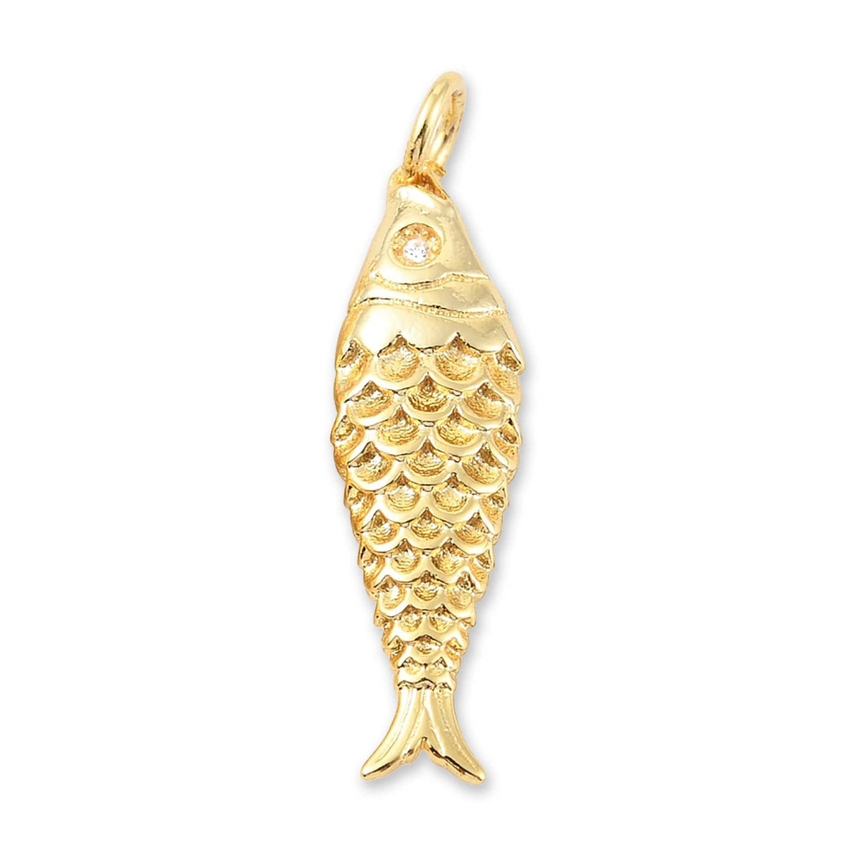 Fisch-Anhänger • Vergoldet • 25.5 x 7 mm - PerlineBeads SA