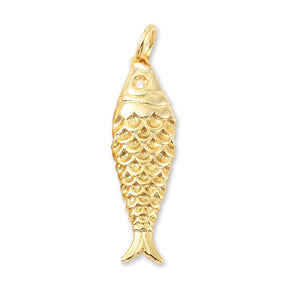 Fisch-Anhänger • Vergoldet • 25.5 x 7 mm - PerlineBeads SA