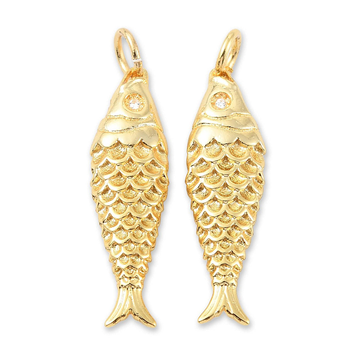 Fisch-Anhänger • Vergoldet • 25.5 x 7 mm - PerlineBeads SA