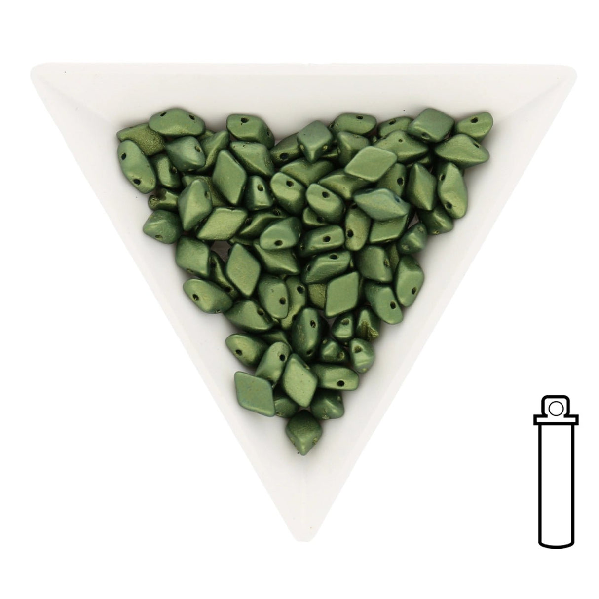 GemDuo - Czech Shield - Gold Shine Dark Olive - PerlineBeads SA