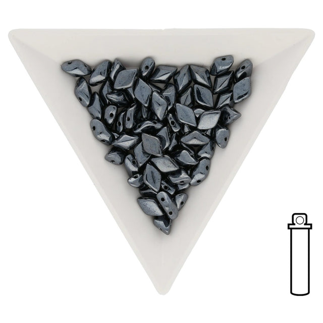 GemDuo - Jet Hematite - PerlineBeads SA