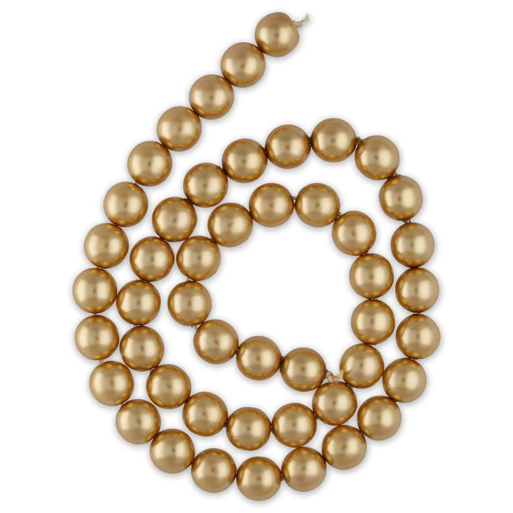 Glasperlen rund - 10 mm - Gold - PerlineBeads