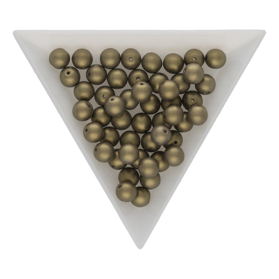Glasperlen rund - 6 mm - Powdery Antique Gold - PerlineBeads