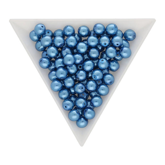 Glasperlen rund - 6 mm - Shiny Sea Blue - PerlineBeads SA