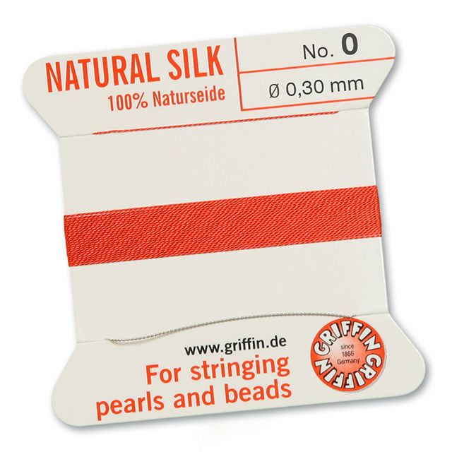 Griffin Perlseide – 100% Naturseide – No. 0 (0,30 mm) - Korallrot - PerlineBeads SA