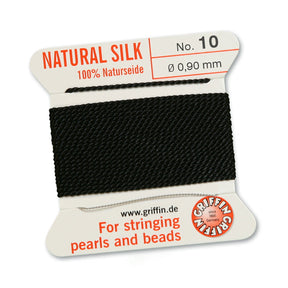 Griffin Perlseide – 100% Naturseide – No. 10 (0,90 mm) - Schwarz - PerlineBeads