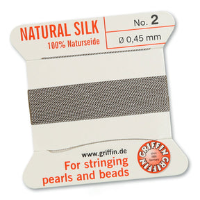 Griffin Perlseide – 100% Naturseide – No. 2 (0,45 mm) - Grau - PerlineBeads