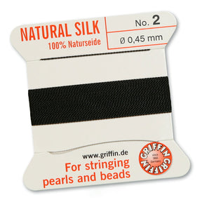 Griffin Perlseide – 100% Naturseide – No. 2 (0,45 mm) - Schwarz - PerlineBeads