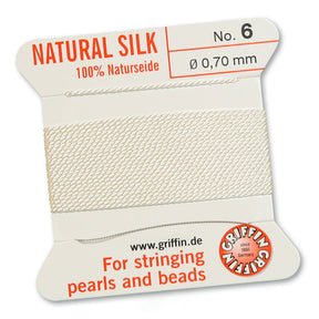 Griffin Perlseide – 100% Naturseide – No. 6 (0,70 mm) - Weiss - PerlineBeads