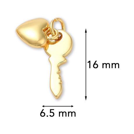 Herz & Schlüssel-Anhänger • Vergoldet • 16 x 6.5 mm - PerlineBeads SA