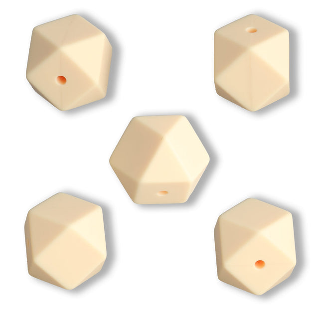 Hexagon Focal-Bead • 3D-Silikonperle Sechseckig, Moccasin - PerlineBeads SA