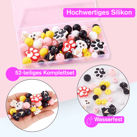 Hunde-Perlenset – Pfötchen & Welpen, 52-teilig - PerlineBeads SA