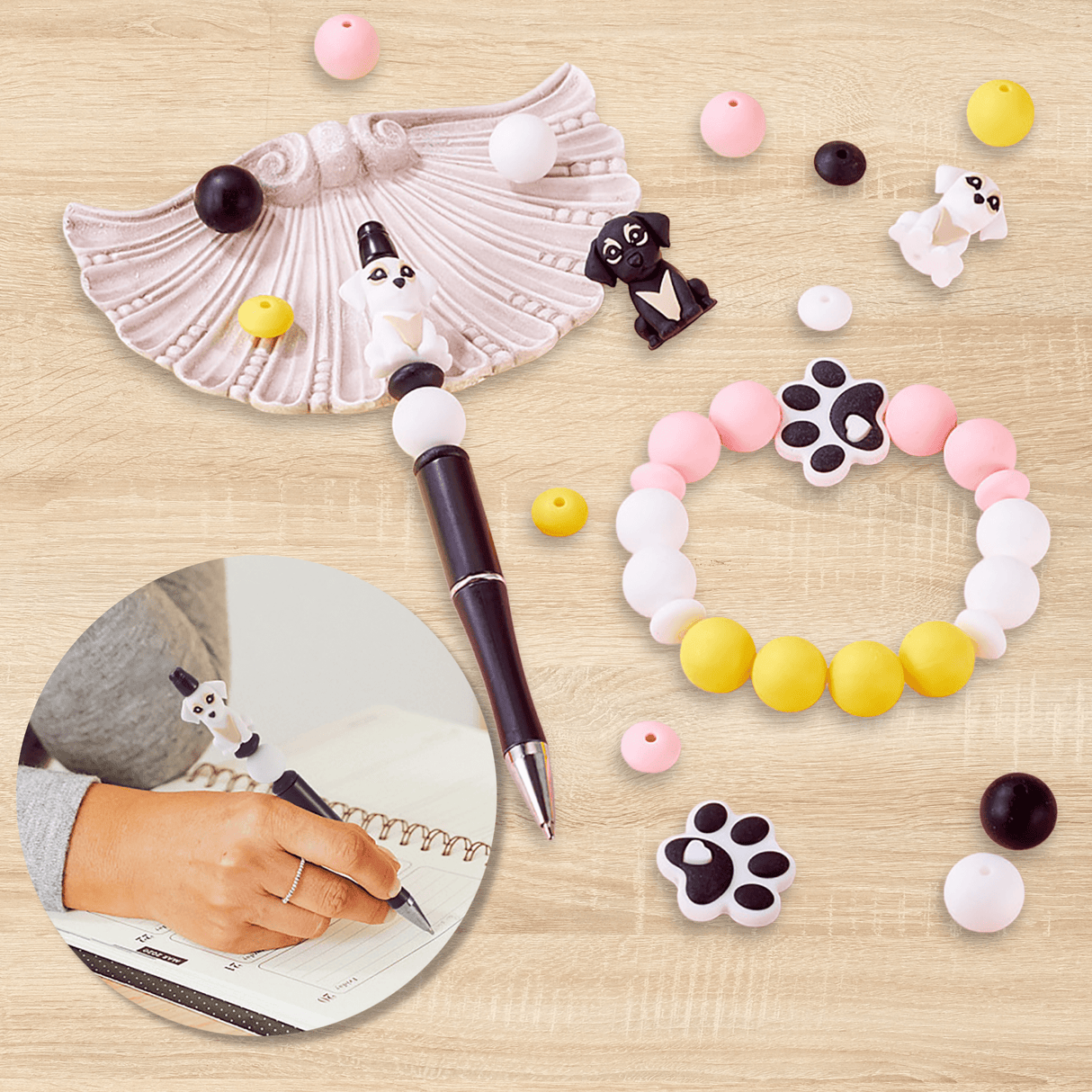 Hunde-Perlenset – Pfötchen & Welpen, 52-teilig - PerlineBeads SA