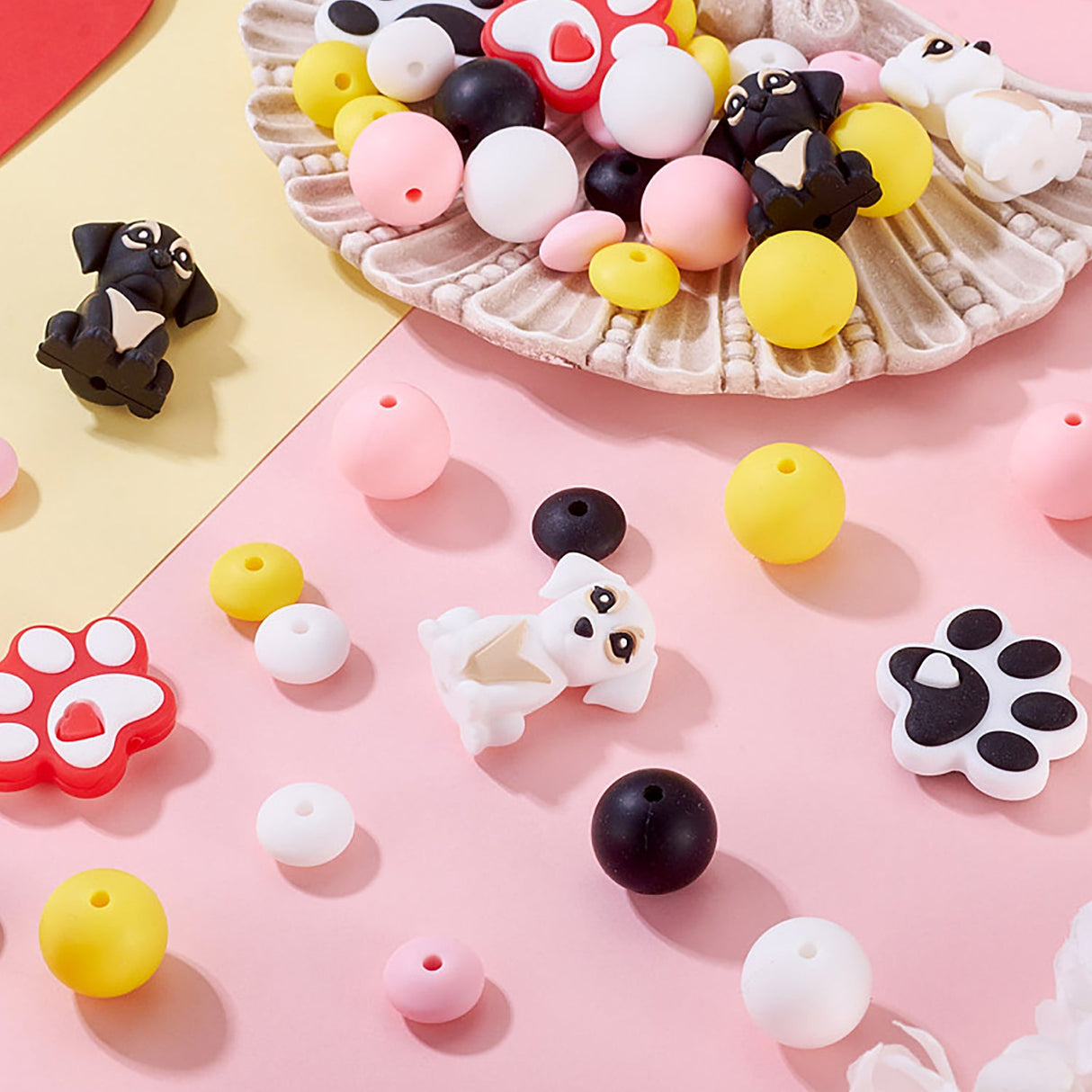 Hunde-Perlenset – Pfötchen & Welpen, 52-teilig - PerlineBeads SA