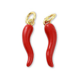 Italienisches Horn Charm "Cornicello" • Rot emailliert • vergoldet - PerlineBeads SA