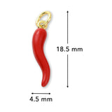 Italienisches Horn Charm "Cornicello" • Rot emailliert • vergoldet - PerlineBeads SA