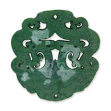Jade - Anhänger · handgeschnitzt · Taotie - Maske mit Wolkenornamenten · grün · 70 mm - PerlineBeads SA