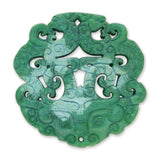 Jade - Anhänger · handgeschnitzt · Taotie - Maske mit Wolkenornamenten · grün · 70 mm - PerlineBeads SA