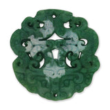 Jade - Anhänger · handgeschnitzt · Taotie - Maske mit Wolkenornamenten · grün · 70 mm - PerlineBeads SA