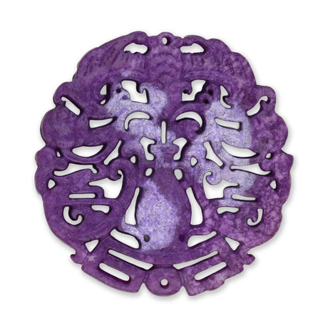 Jade - Anhänger · handgeschnitzt · Vase mit Wolkenornamenten · violett · 65 mm - PerlineBeads SA