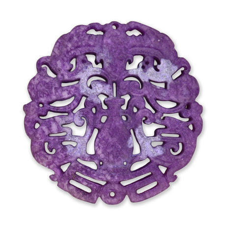 Jade - Anhänger · handgeschnitzt · Vase mit Wolkenornamenten · violett · 65 mm - PerlineBeads SA