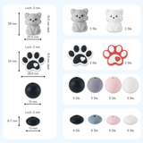 Katzen-Perlenset – Pfötchen & Kätzchen, 52-teilig - PerlineBeads SA