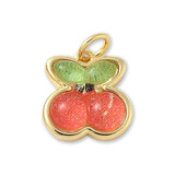 Kirschen-Anhänger • Vergoldet • Orange-Rot • 12.5 x 12 mm - PerlineBeads SA