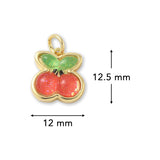 Kirschen-Anhänger • Vergoldet • Orange-Rot • 12.5 x 12 mm - PerlineBeads SA