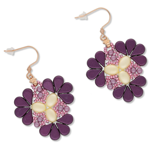 Kit für Ohrringe “Sakura” par Puca® - Pastel Bordeaux - PerlineBeads SA