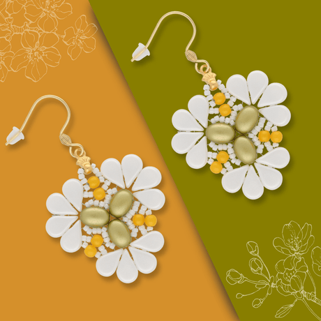 Kit für Ohrringe “Sakura” par Puca® - Pastel Lime - PerlineBeads SA