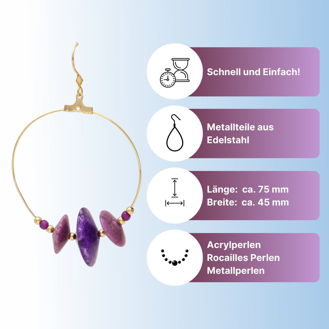 Kit für Creolen “Easy Elegance" - Gold/Violett - PerlineBeads SA