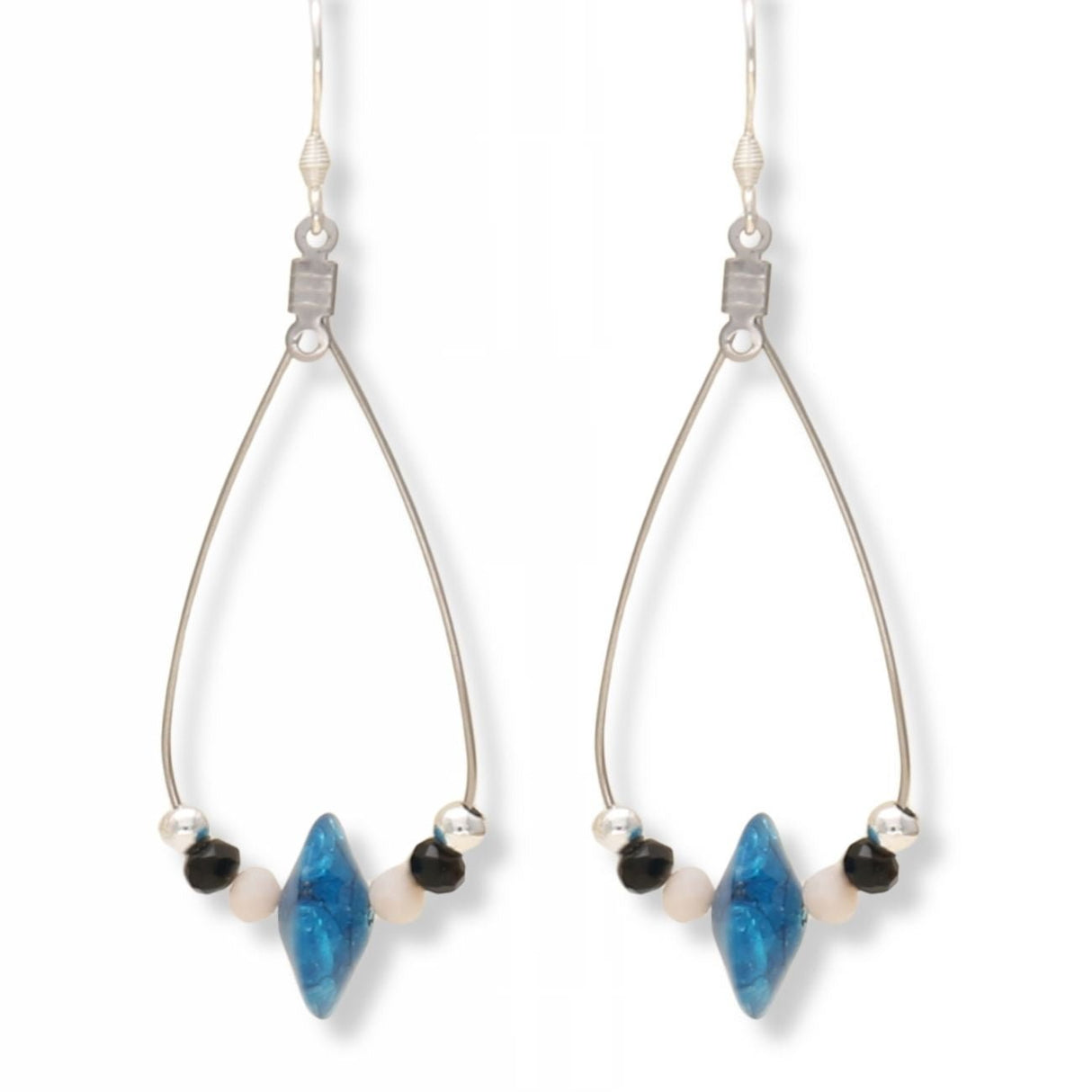 Kit für Ohrringe Tropfenform “Easy Elegance" - Silber/Blau - PerlineBeads SA