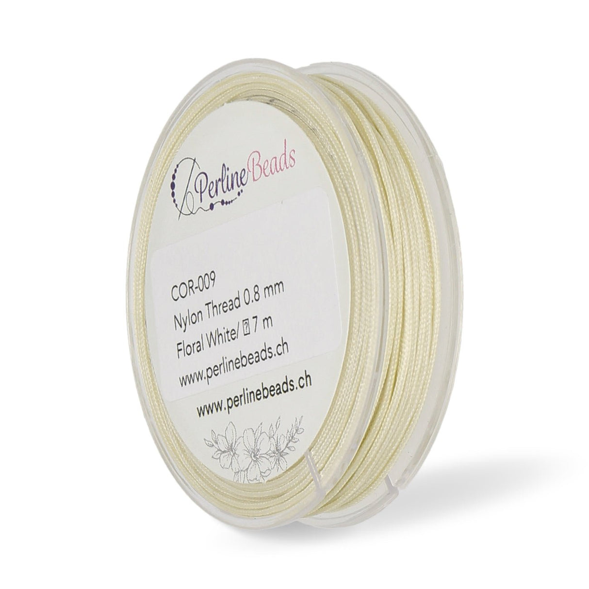 Kordel aus Nylon 0.8 mm - Floral White - PerlineBeads SA