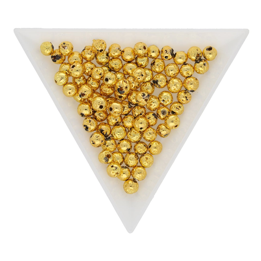 Lavastein-Perlen 4 mm - galvanisiert - Farbe Gold - PerlineBeads
