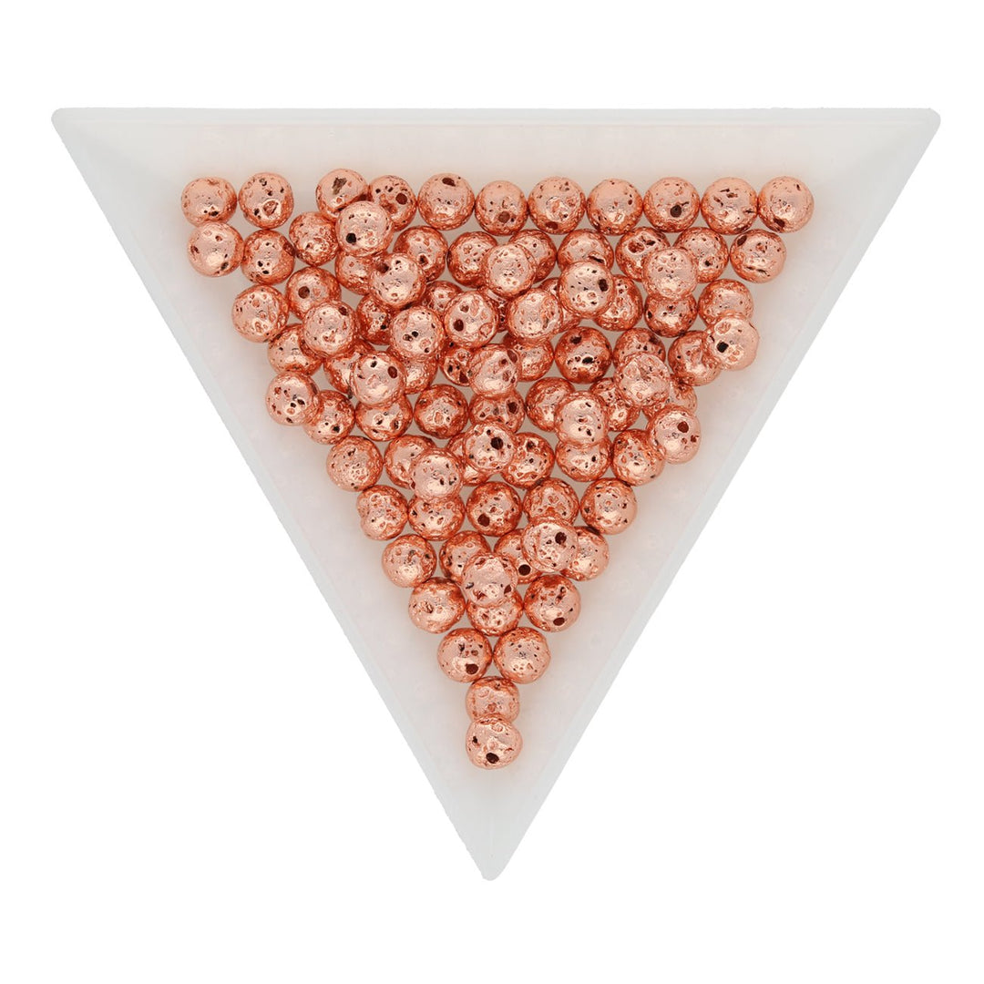 Lavastein-Perlen 4 mm - galvanisiert - Farbe Rotgold - PerlineBeads