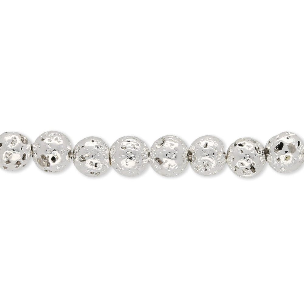 Lavastein-Perlen 4 mm - galvanisiert - Farbe Silber - PerlineBeads