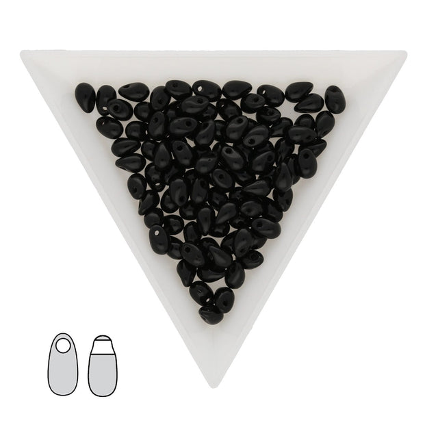 Long Drop Beads 3 x 5.5 mm - Black - PerlineBeads SA