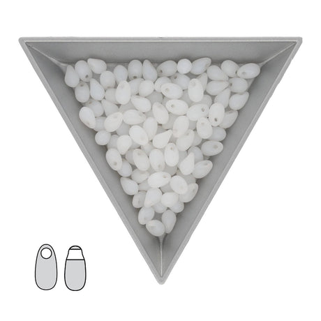 Long Drop Beads 3 x 5.5 mm - Opal White - PerlineBeads SA