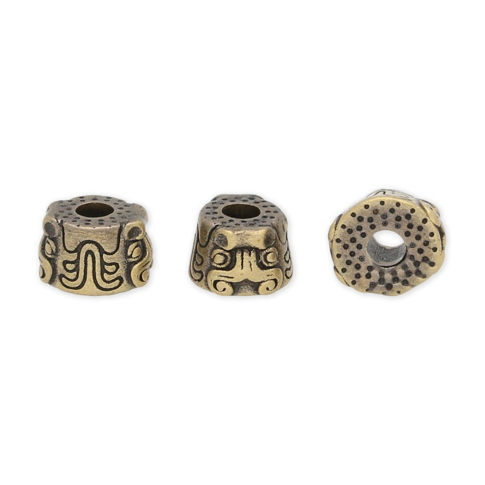 Metallperle im tibetischen Stil - Bronze antik (5 Stk.) - PerlineBeads SA