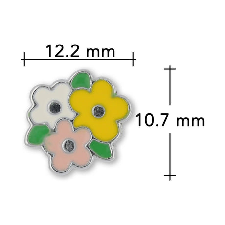 Metallperle Slider «Flower Trio» – Bunter Blütenstrauss - PerlineBeads SA