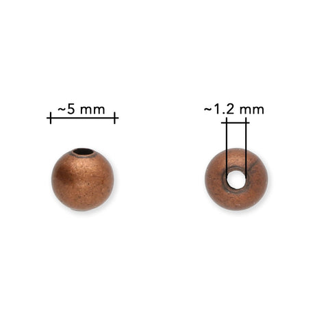 Metallperlen Antik Kupfer – Ø 5 mm (20 Stück) - PerlineBeads SA