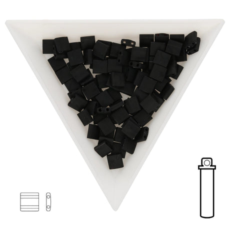 Miyuki Tila bead 5 mm - Matte Black - PerlineBeads SA