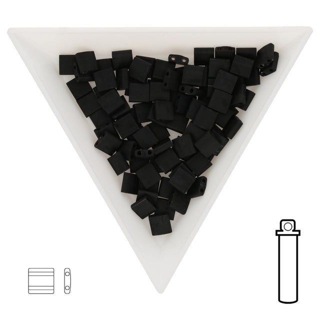 Miyuki Tila bead 5 mm - Matte Black - PerlineBeads SA