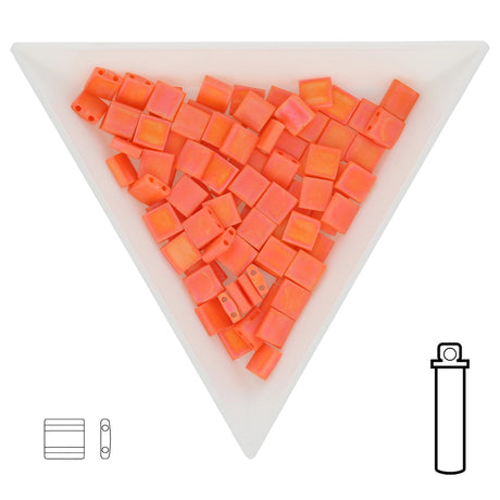 Miyuki Tila bead 5 mm - Matte Opaque Orange AB - PerlineBeads SA