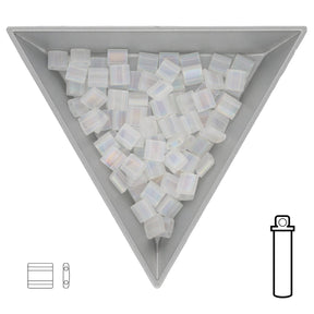 Miyuki Tila bead 5 mm - Matte Transparent Crystal AB - PerlineBeads SA