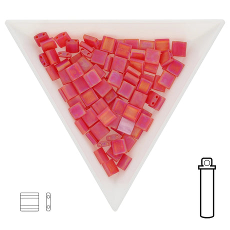 Miyuki Tila bead 5 mm - Matte Transparent Red Orange - PerlineBeads SA